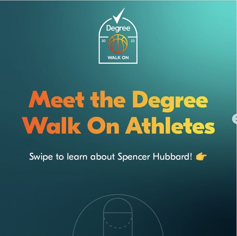 Degree Walk On campaign card: “Meet the Degree Walk On Athletes”, with a basketball crest.