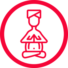 Icon: a seated figure, cross-legged.