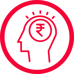 Icon: a head with a currency symbol inside.